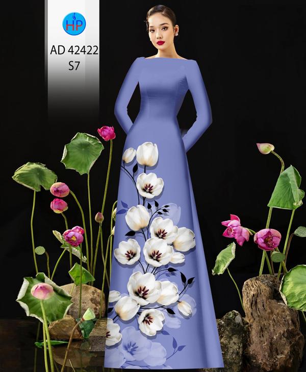 Vải Áo Dài Hoa In 3D AD 42422 7